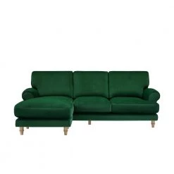 Carli's Collection 60 in. Wide Round Arms Velvet Upholstery Traditional Style L Shaped Reversible Sofa in Green by Shabby Chic