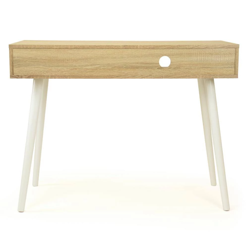 Stockholm Writing Desk with Shelf and Drawer Storage, Light Wood/White by Humble Crew 6 Stockholm Writing Desk with Shelf and Drawer Storage, Light Wood/White by Humble Crew - Image 6