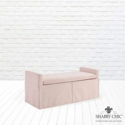 Cierra Light Pink Bench Upholstered Linen 50.2 L x 19.6 W x 22 H by Shabby Chic -Shabby Chic Shop light pink shabby chic bedroom benches ssb298 03lk hd 1f 1000