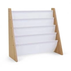 Journey Collection Natural and White 4-Pocket Storage Book Rack by Humble Crew