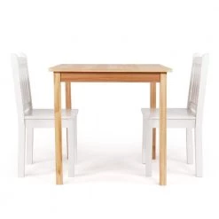 Journey Big Kids Wood Tabletop and 2-Chair Set, Natural Wood/White by Humble Crew -Shabby Chic Shop natural humble crew kids tables chairs tc76832 c3 1000