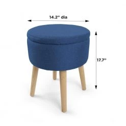 Madison 14 in. Navy Round Storage Ottoman with Tray by Humble Crew -Shabby Chic Shop navy humble crew ottomans ot486 44 1000