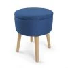 Madison 14 in. Navy Round Storage Ottoman with Tray by Humble Crew