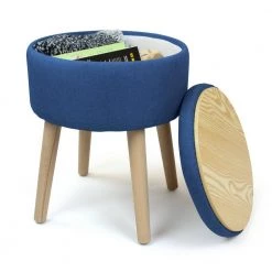 Madison 14 in. Navy Round Storage Ottoman with Tray by Humble Crew -Shabby Chic Shop navy humble crew ottomans ot486 c3 1000