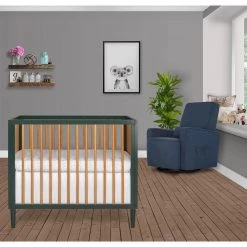 Lucas 4-in-1 Olive Mini Modern Crib with Rounded Spindles I Convertible Crib I Mid- Century Meets Modern by Dream On Me -Shabby Chic Shop olive dream on me cribs 632 olv c3 1000