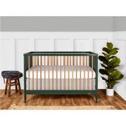Clover 4-In-1 Olive Modern Island crib With Rounded Spindles I Convertible Crib I Mid- Century Meets Modern by Dream On Me -Shabby Chic Shop olive dream on me cribs 670 olive 31 1000