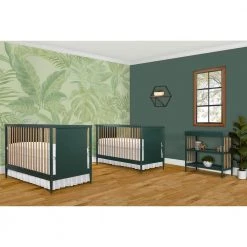 Clover 4-In-1 Olive Modern Island crib With Rounded Spindles I Convertible Crib I Mid- Century Meets Modern by Dream On Me -Shabby Chic Shop olive dream on me cribs 670 olive 4f 1000