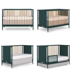 Clover 4-In-1 Olive Modern Island crib With Rounded Spindles I Convertible Crib I Mid- Century Meets Modern by Dream On Me -Shabby Chic Shop olive dream on me cribs 670 olive c3 1000