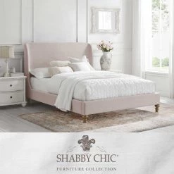 Maisy Pink Bed Wingback Linen Queen by Shabby Chic -Shabby Chic Shop pink shabby chic platform beds sbd256 03pkq hd 31 1000