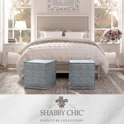 Edmund Pure White Ottoman Upholstered Linen by Shabby Chic -Shabby Chic Shop pure white shabby chic ottomans son219 03we hd 76 1000