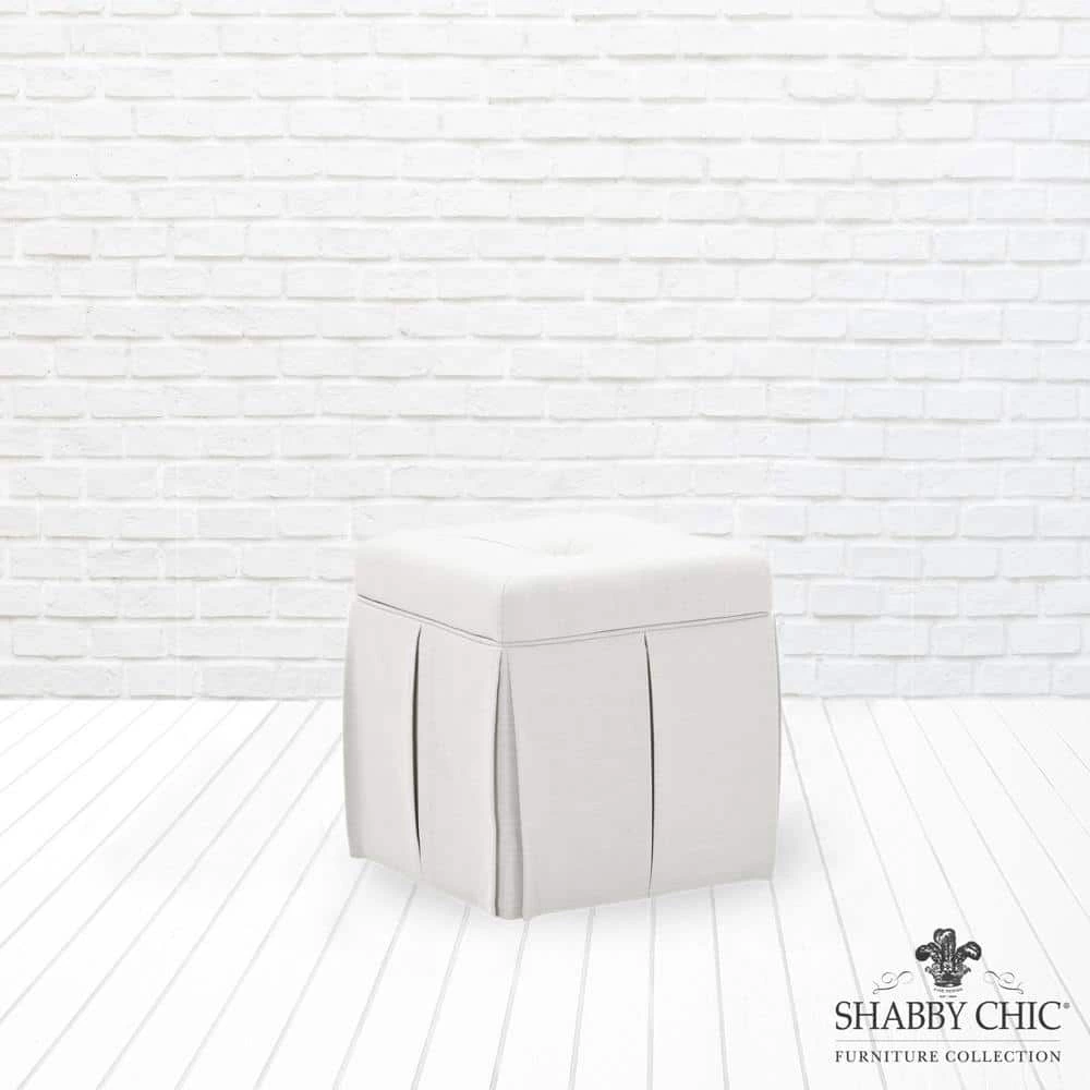 Jakayla Pure White Ottoman Single Tuft Linen by Shabby Chic 6 Jakayla Pure White Ottoman Single Tuft Linen by Shabby Chic - Image 6