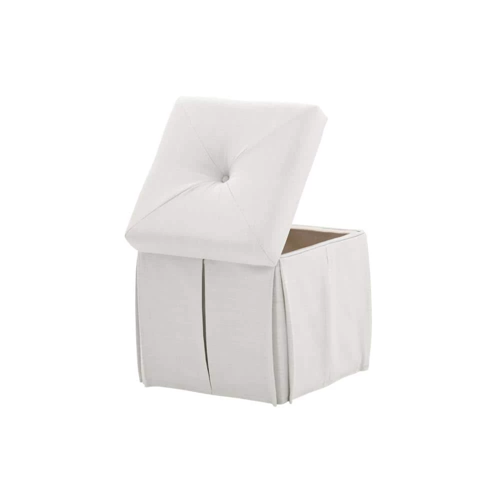 Jakayla Pure White Ottoman Single Tuft Linen by Shabby Chic 2 Jakayla Pure White Ottoman Single Tuft Linen by Shabby Chic - Image 2