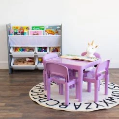 Quinn 5-Piece Purple Square Kids Lightweight Plastic Top Table and Chair Set by Humble Crew -Shabby Chic Shop purple humble crew kids tables chairs tc76870 4f 1000