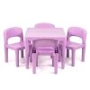 Quinn 5-Piece Purple Square Kids Lightweight Plastic Top Table and Chair Set by Humble Crew