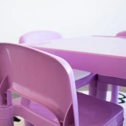 Quinn 5-Piece Purple Square Kids Lightweight Plastic Top Table and Chair Set by Humble Crew -Shabby Chic Shop purple humble crew kids tables chairs tc76870 76 1000
