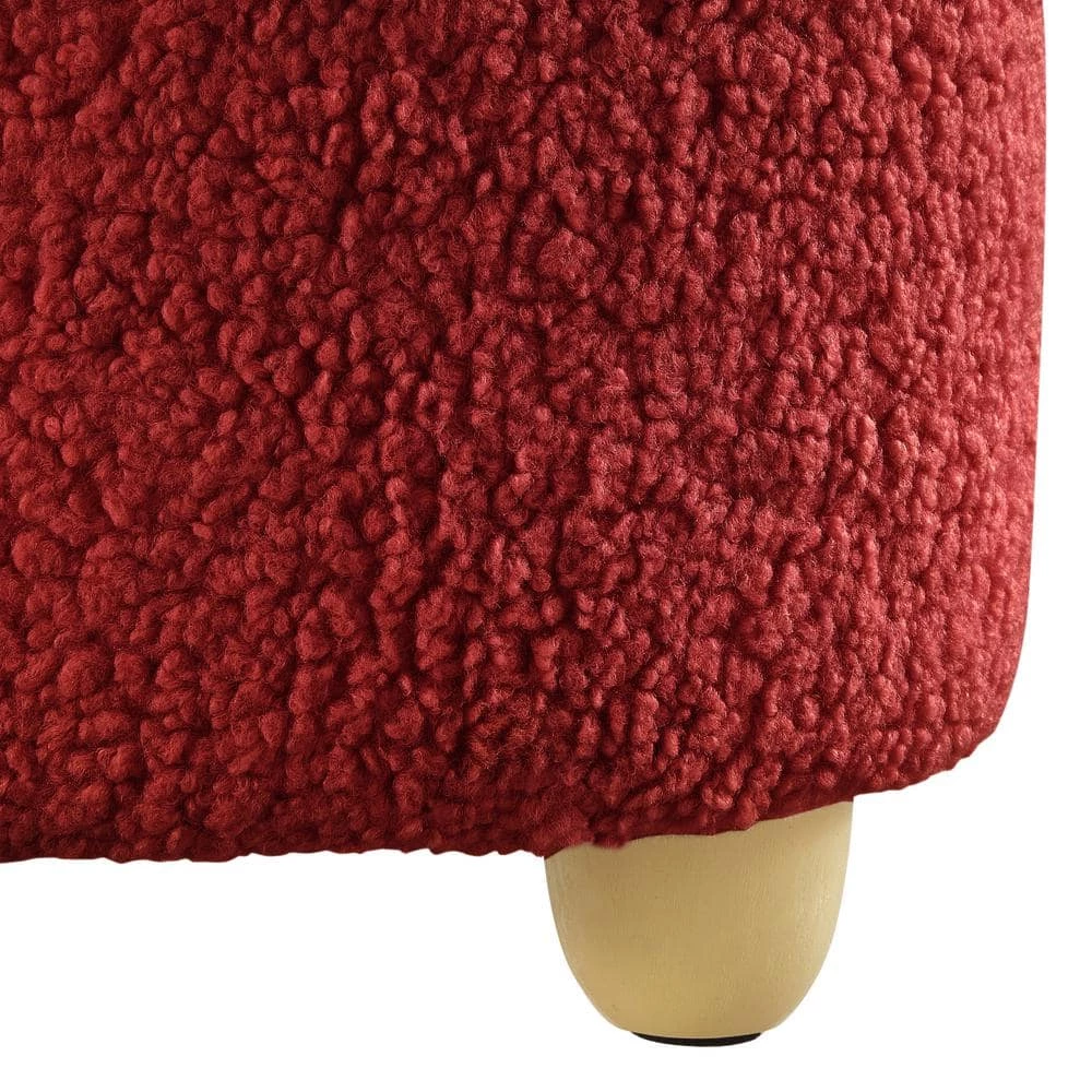 Yousif Red Ottoman Upholstered Sherpa 25.2 in. L x 25.2 in. W x 13.3 in. H by Shabby Chic 9 Yousif Red Ottoman Upholstered Sherpa 25.2 in. L x 25.2 in. W x 13.3 in. H by Shabby Chic - Image 9