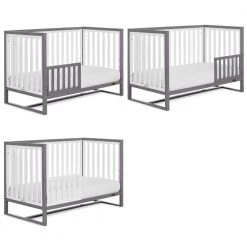 Arlo 5-in-1 Steel Grey and White Convertible Crib by Dream On Me -Shabby Chic Shop steel grey and white dream on me cribs 658 sgyw c3 1000