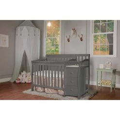 Jayden 4-in-1 Steel Grey Mini Convertible Crib And Changer by Dream On Me -Shabby Chic Shop steel grey dream on me cribs 629 sgy c3 1000