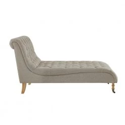 Soleil Taupe Chair Button Tufted Linen 67 L x 30.5 W x 36 H by Shabby Chic -Shabby Chic Shop taupe shabby chic chaise lounges scl243 03tp hd 4f 1000