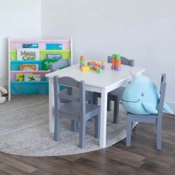 Springfield 5-Piece White/Grey Kids Table and Chair Set by Humble Crew -Shabby Chic Shop white and grey humble crew kids tables chairs tc534 31 1000