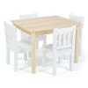 Journey 5-Piece Kids Natural / White Rectangle Top Wood Table and 4 Chair Set by Humble Crew