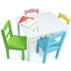 Pastel 5-Piece Kids Table and Chair Set by Humble Crew 12 Pastel 5-Piece Kids Table and Chair Set by Humble Crew -Shabby Chic Shop white and pastel humble crew kids tables chairs tc714 1d 1000