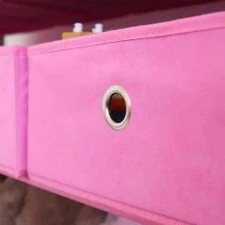 Carly Kids Toy Storage Organizer with 9 Collapsible Fabric Storage Bins, White and Pink by Humble Crew -Shabby Chic Shop white and pink humble crew kids storage cubes wo76856 76 1000