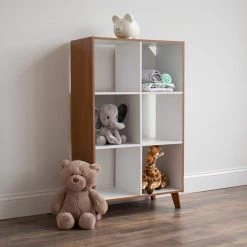 Wood/White Morgan 6 Cube Toy Storage Mid-Century Organizer by Humble Crew -Shabby Chic Shop white and wood grain humble crew toy boxes bc70564 76 1000