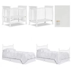 Piper 4-in-1 White Convertible Mini Crib by Dream On Me -Shabby Chic Shop white dream on me cribs 631 w 4f 1000