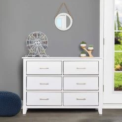 Universal White Double Dresser, Kids Dresser, 6-Drawers Dresser, Mid Century Modern by Dream On Me -Shabby Chic Shop white dream on me kids dressers 599 white 31 1000