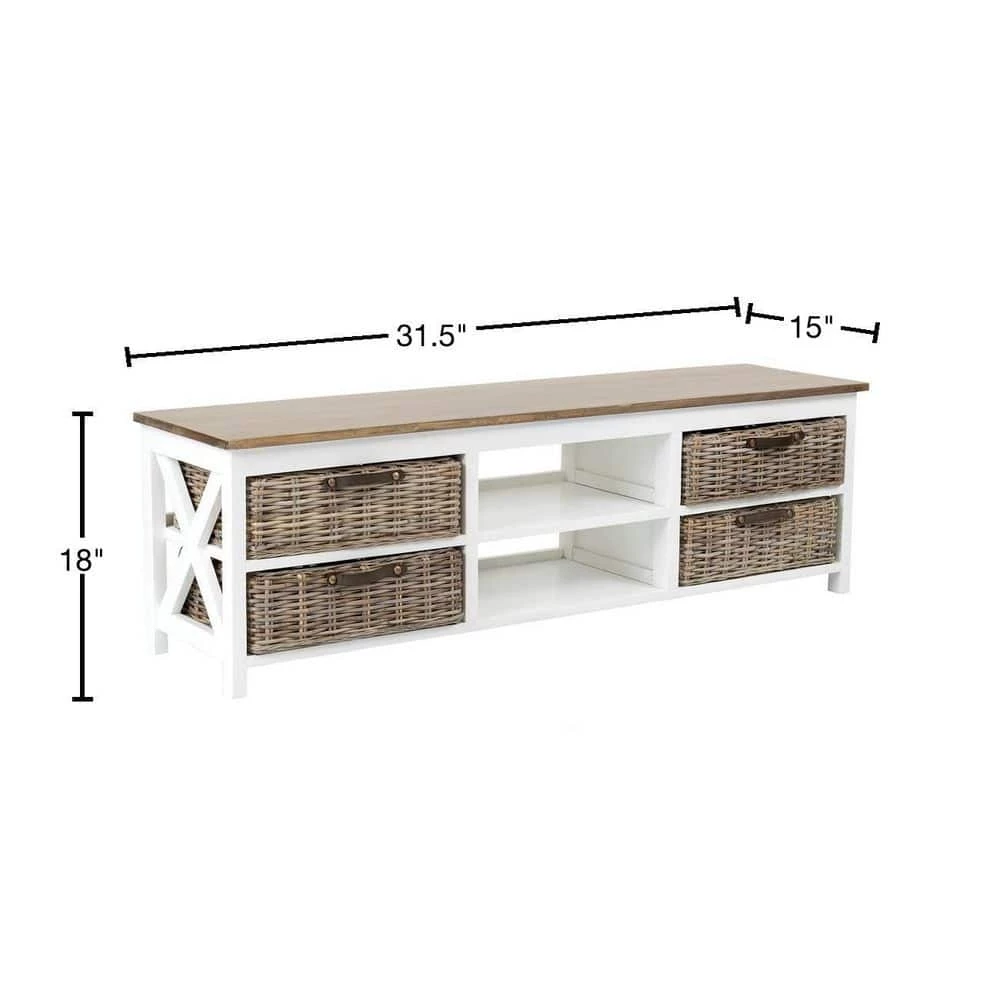 Lovell 32 in. White Rectangle Wood Console Table with Storage by East At Main 3 Lovell 32 in. White Rectangle Wood Console Table with Storage by East At Main - Image 3