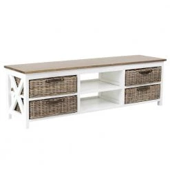 Lovell 32 in. White Rectangle Wood Console Table with Storage by East At Main