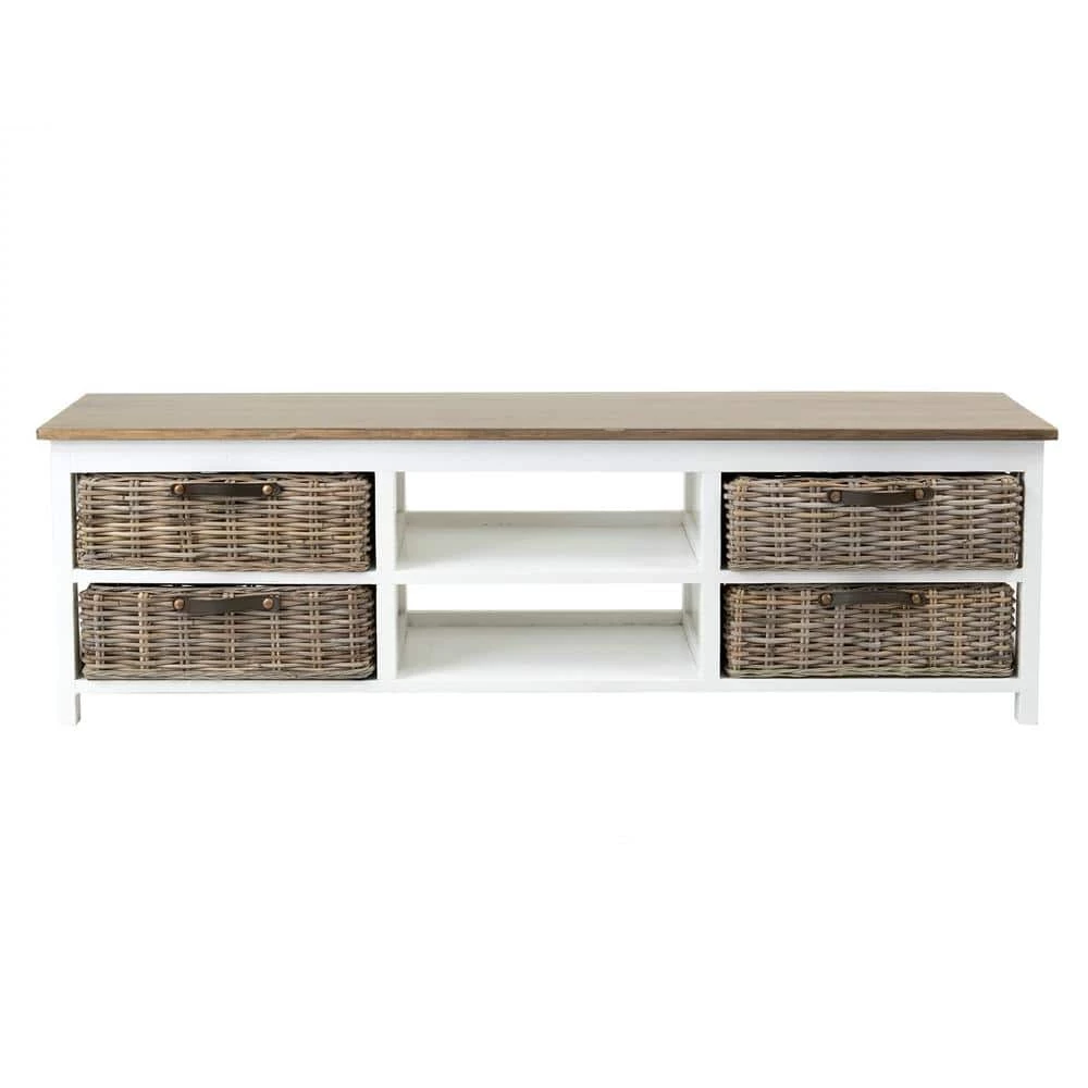 Lovell 32 in. White Rectangle Wood Console Table with Storage by East At Main 4 Lovell 32 in. White Rectangle Wood Console Table with Storage by East At Main - Image 4