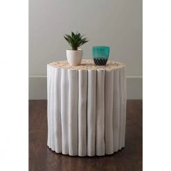 Katherine White Teak Accent Table by East At Main -Shabby Chic Shop white east at main end side tables tt or pl310 wh s 31 1000
