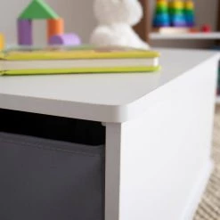 Morgan White and Grey Fabric Storage Bin Mid-Century Kids Activity Table by Humble Crew -Shabby Chic Shop white grey humble crew kids tables chairs at70588 76 1000
