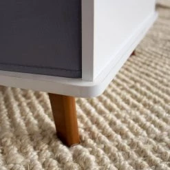 Morgan White and Grey Fabric Storage Bin Mid-Century Kids Activity Table by Humble Crew -Shabby Chic Shop white grey humble crew kids tables chairs at70588 fa 1000