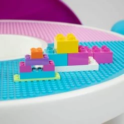 Bright Colors 2-in-1 Plastic Building Block-Compatible Kids Activity Table and 2 Chairs Set by Humble Crew -Shabby Chic Shop white pink purple humble crew kids tables chairs ct642 fa 1000