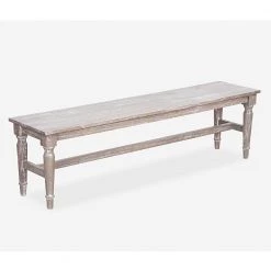 Patricia Natural Dining Bench with Mindi Wood, 16.9 in. x 58.8 in. x 13.8 in. by East At Main -Shabby Chic Shop white wash east at main dining benches tt sb 53061 c3 1000