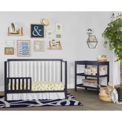 Ridgefield II White and Wires Brushed Navy 5-in-1 Convertible Crib by Dream On Me -Shabby Chic Shop white with wire brushed navy dream on me cribs 735b nvyw 1f 1000