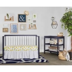 Ridgefield II White and Wires Brushed Navy 5-in-1 Convertible Crib by Dream On Me -Shabby Chic Shop white with wire brushed navy dream on me cribs 735b nvyw 44 1000