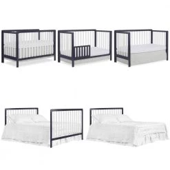 Ridgefield II White and Wires Brushed Navy 5-in-1 Convertible Crib by Dream On Me -Shabby Chic Shop white with wire brushed navy dream on me cribs 735b nvyw 4f 1000