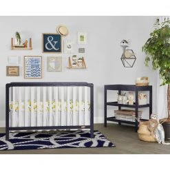 Ridgefield II White and Wires Brushed Navy 5-in-1 Convertible Crib by Dream On Me -Shabby Chic Shop white with wire brushed navy dream on me cribs 735b nvyw c3 1000