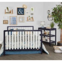 Ridgefield II White and Wires Brushed Navy 5-in-1 Convertible Crib by Dream On Me -Shabby Chic Shop white with wire brushed navy dream on me cribs 735b nvyw fa 1000