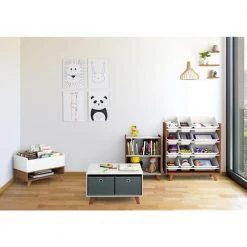 Morgan Kids Wooden 2 Shelf Mid-Century Bookcase, Wood Grain & White by Humble Crew -Shabby Chic Shop white wood grain humble crew kids bookshelves bc70571 31 1000